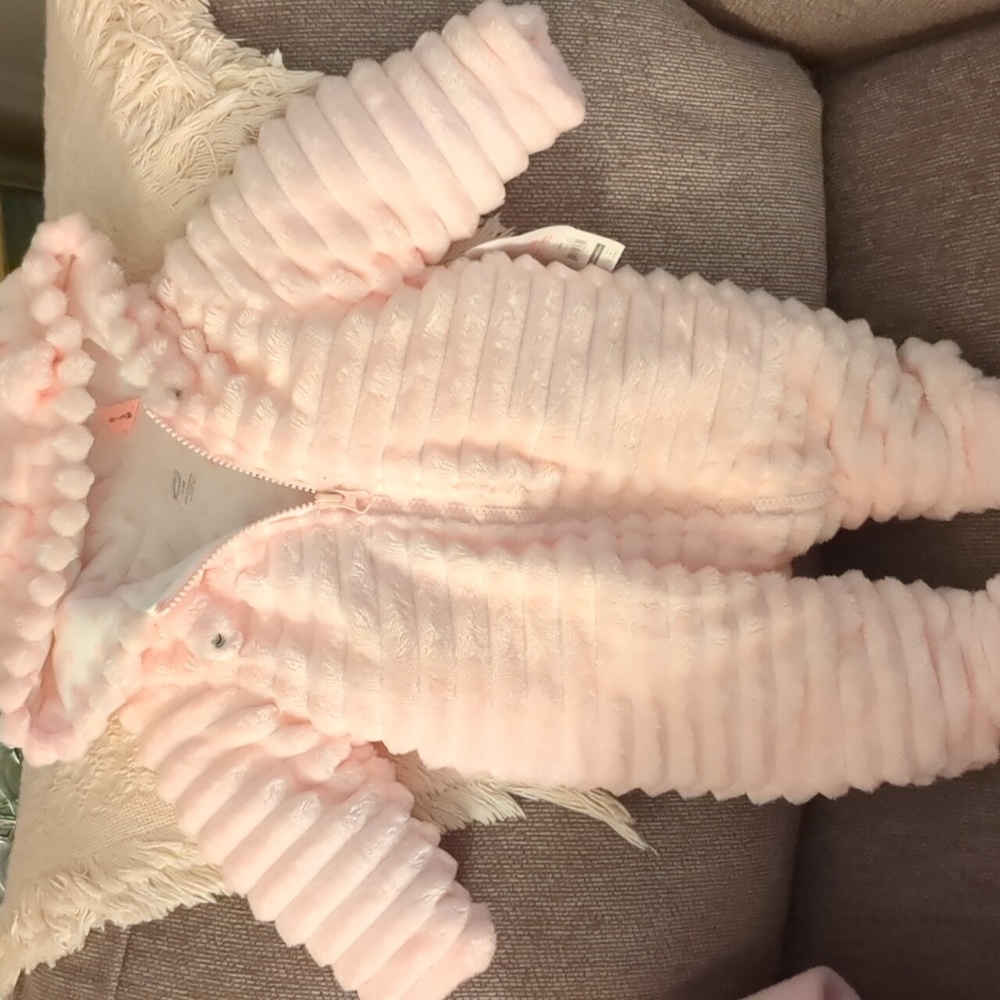 Pink 0-3 mo Snowsuit NWT, PINK 18mo Onesie &  My 1st Birthday Bib,18-24 Snowsuit